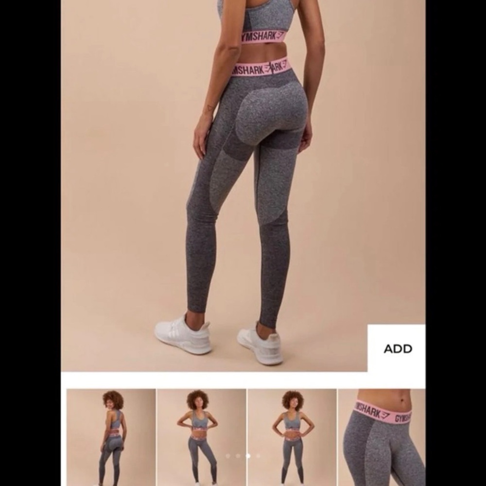 Gymshark Dry Gray and Pink Contour Leggings Pants